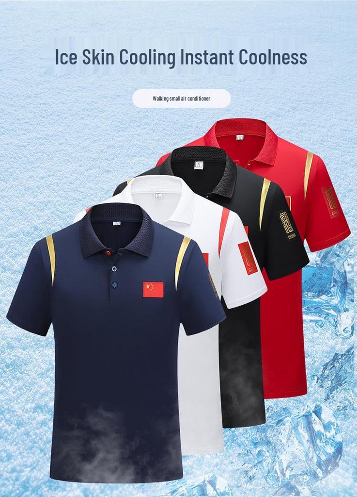 Unisex Chinese-Style Polo Shirt: Summer Team Uniform, Lapel Short Sleeve Sports Training Top
