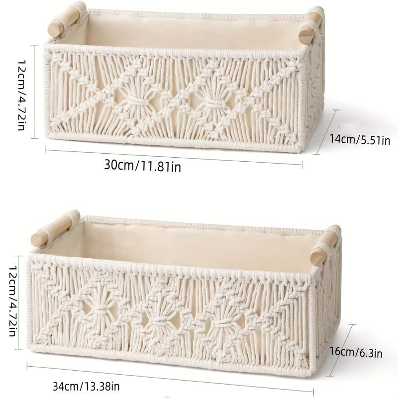Handmade Cotton Rope Storage Basket Desktop Organizer Multi-Purpose Woven Box Set for Home Bathroom Office Open Top Stackable Containers
