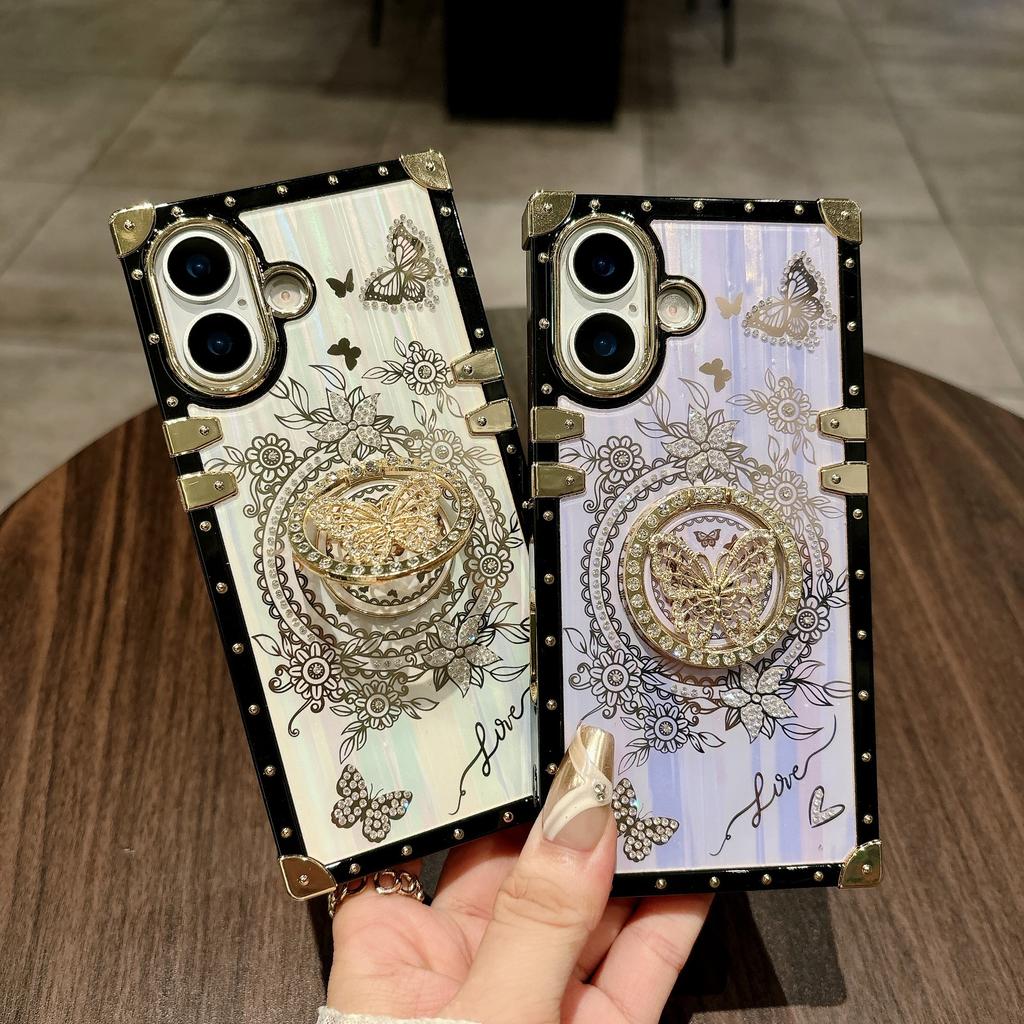 For iPhone 17 Cases Rhinestone Decor Butterfly Pattern TPU + PC Phone Cover