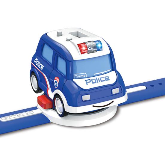 2-in-1 Mini Cartoon Car Analog Electronic Watch Ambulance City Truck Engineering Car Interactive Toy Lovely Children Mini Car Pull Back Toy