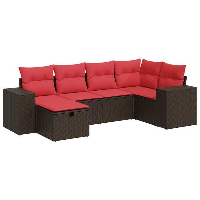 VidaXL Salon de jardin avec coussins 6 pcs marron résine tressée 3325690
