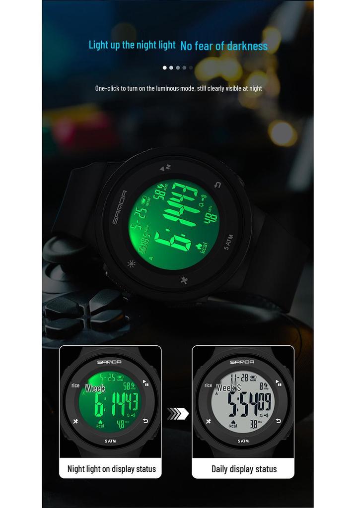 Sanda Multifunctional Waterproof Sports Watch with Pedometer and Calorie Tracker