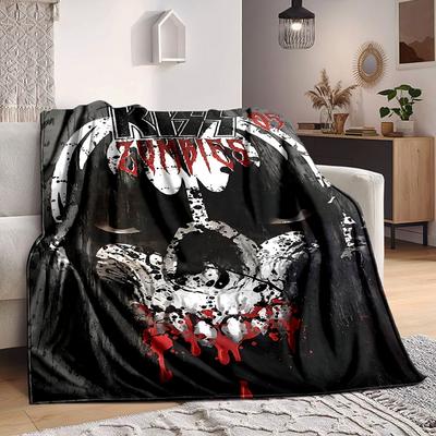 1 Stück Kiss Zombies, Horror-Decke Weiche Ganzjahres-Kuscheldecke mit lebendigem Design, Perfekt für Zuhause, Reisen und Geschenke, Ideal für Nickerchen und Camping