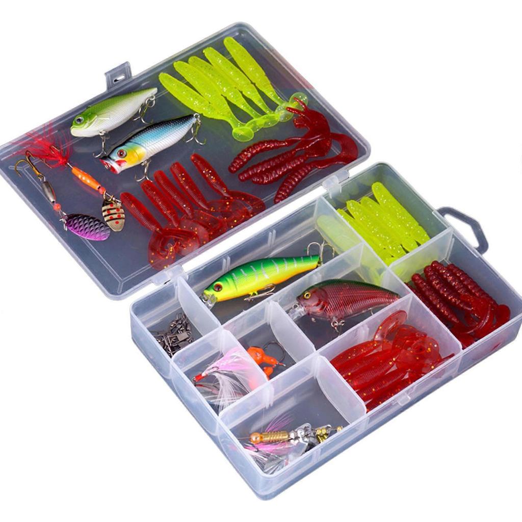 Professional 51Pcs Fishing Tackle Set Baits Artificial Lures with Hook For Various Water Conditions Multicolor