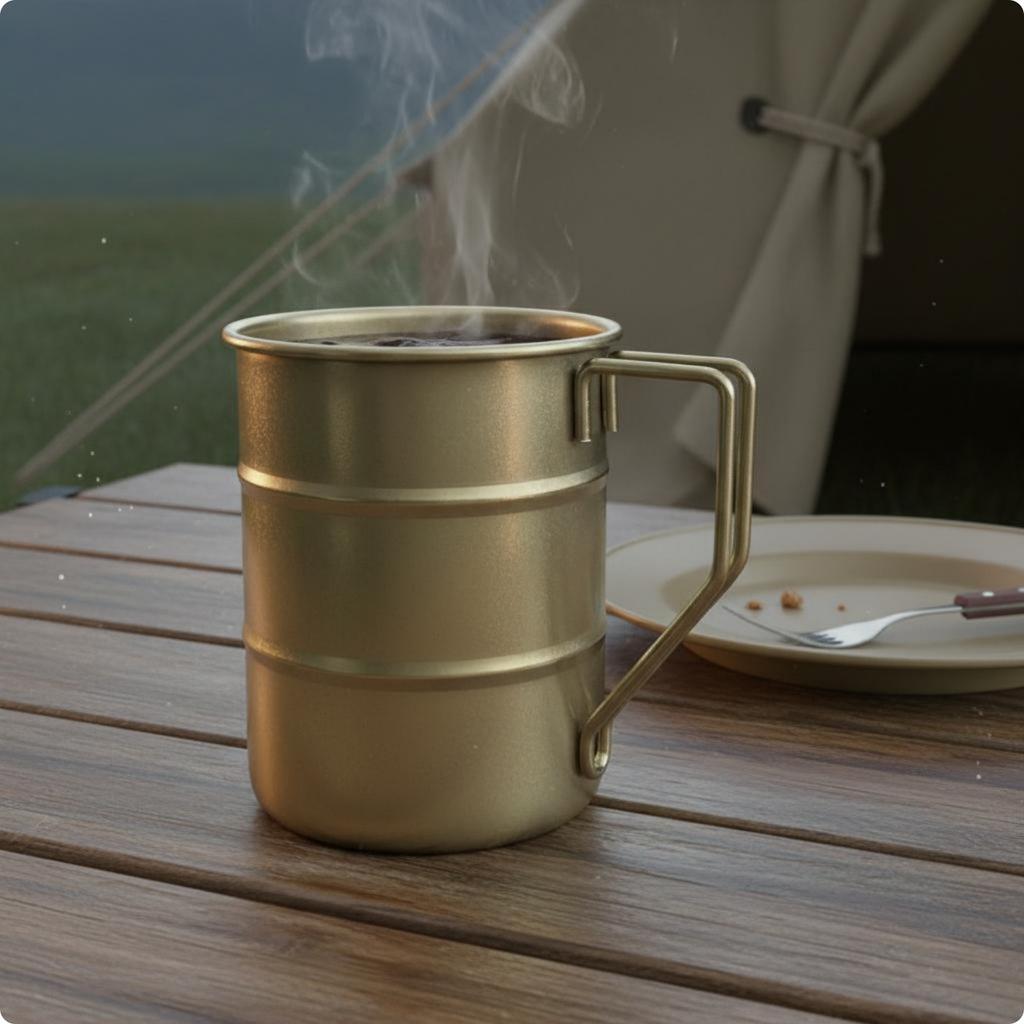 Camp Mug with Handle Sturdy Stainless Steel Camping Cup Camping Cup Lightweight Drinkware Portable for Outdoor