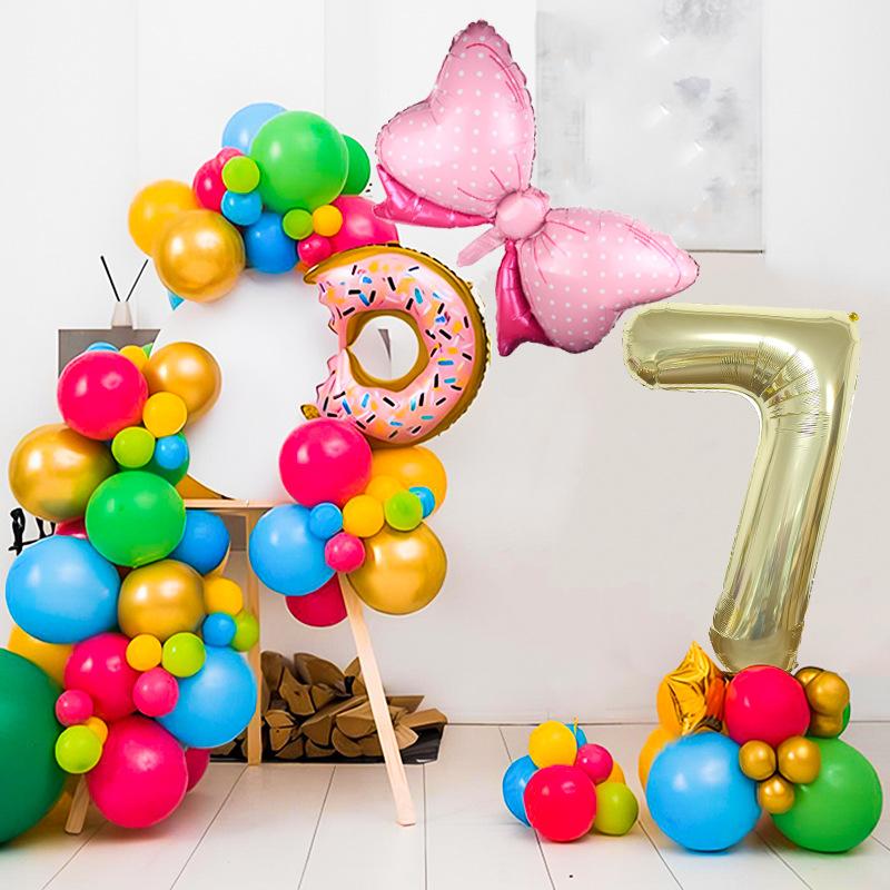 Children's Year Old Digital Column Balloon Set Birthday Photo Scene Arrangement Donut Baby Shower