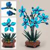 1097PCS Blue Orchid Potted Building Blocks MOC Bricks Toys DIY Plastic Bonsai Artificial Flowers for Home Decor Gift Set