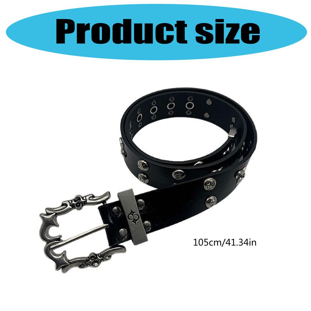 Punk Y2K Theme Waist Belt Adjustable PU Leather Wide Waistband With Rivet Studded Design For Jeans Pants Street Wear