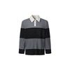 MONPLISSE [Unisex] Pleated Stripe Rugby Shirt (Black)