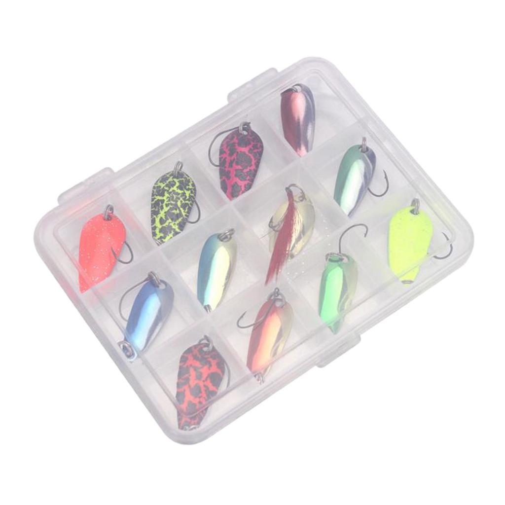 Satın alın 12 Pcs Metal Sequins Fishing Lures Single Hook Spinners Bass