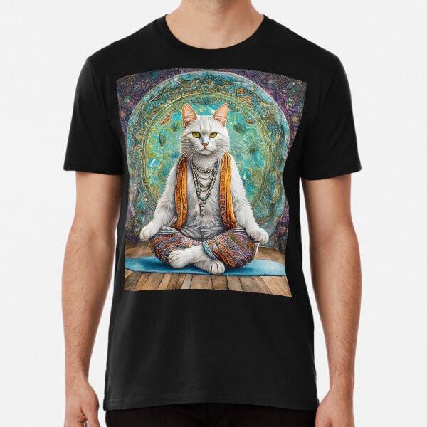 Namesta Zen Yoga White Cat T-Shirt S-5XL Best T-Shirt