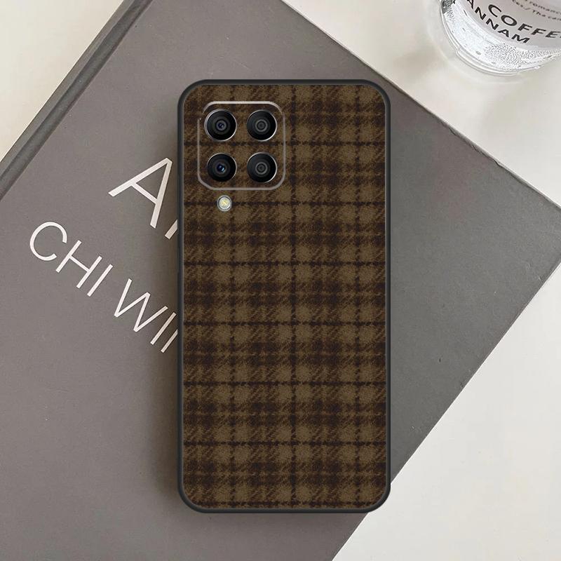 Brown Plaid Case For Samsung Galaxy M11 M21 M31 M20 M23 M54 M14 M34 M13 M52 M32 M12 M16 M36 M56 M15 M55
