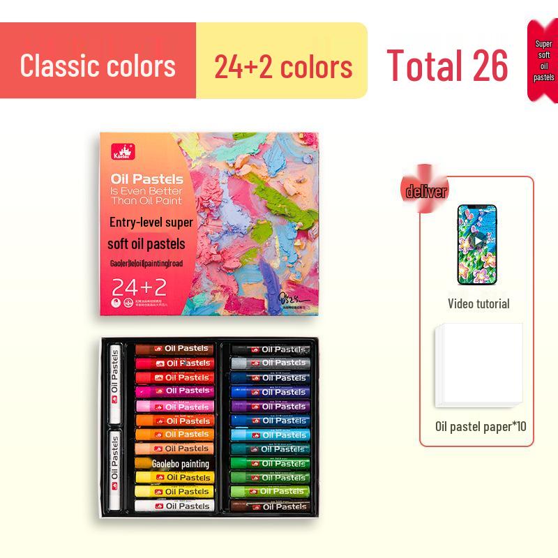Gaole Super Soft Oil Pastels - Full Set (24/48 Colors), Classic Macaron for Kids, DIY Heavy Color Sticks