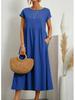 European & American Solid Color Sleeveless Loose Cotton Linen Pocket Dress 2024 In Stock