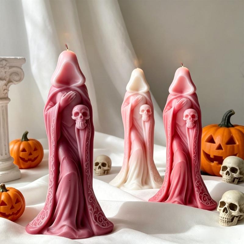 Silicone Witch Skull Candle Mold Decorative Scented Candle Mould for Handmade Soap Candy Multipurpose Crafts Project