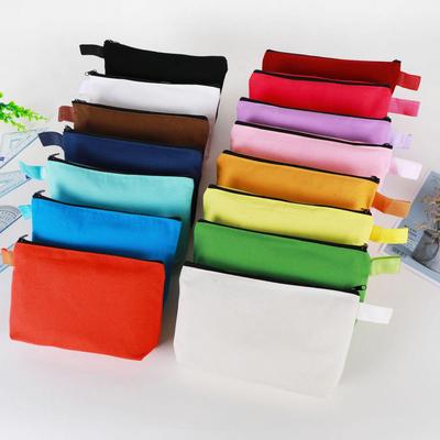 Logo Canvas Pencil Case - Zipper Makeup & Stationery Organizer