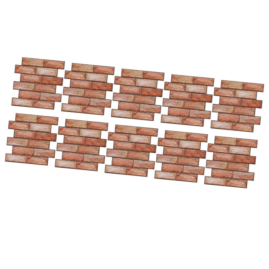 10Pcs 3D Brick Panels PVC Waterproof Easy to Clean Wall Decals Stickers for Home Decoration