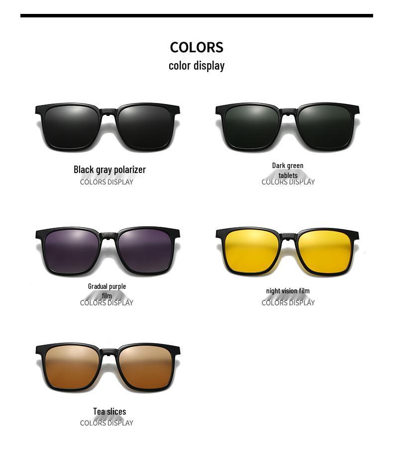 TR90 Myopia Eyeglass Frames with Magnetic Clip-on Polarized Sunglasses for Men & Women