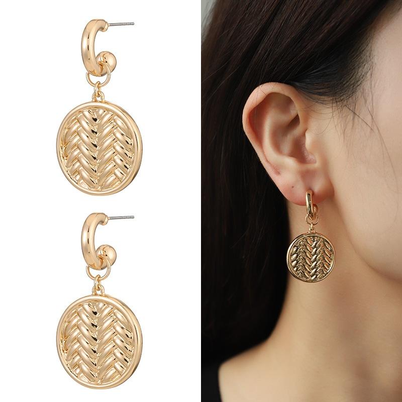 Pinkdudu Simple Metal Gold Round Drop Earrings Geometric Stud Earrings Jewelry Gift PD1995