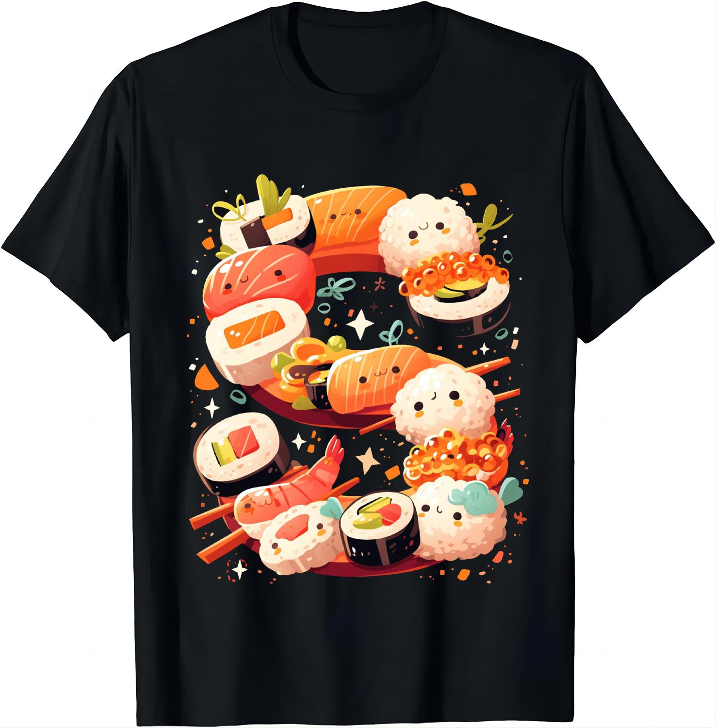 

Sushi Dragon Roll Japanese Food Kawaii Dragon Anime Sushi T-Shirt Unisex Custom Printed Shirts Streetwear Tops 4XL