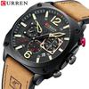 CURREN 8398 Unisex Waterproof Square Sport Watch with Date and Six-Hand Design