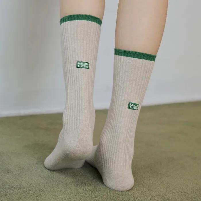 [Banana Sisters/26SS] Marker Tip Block Rib High Crew Socks 4 Colors