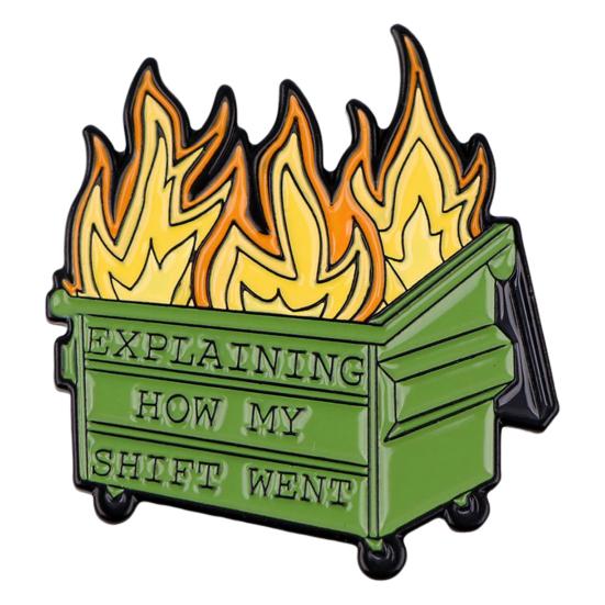 Dumpster Flame Pin Humorous Dumpster Flame Response Team Alloy Pin Hilarious Enamel Badge for Coworkers Team Leader