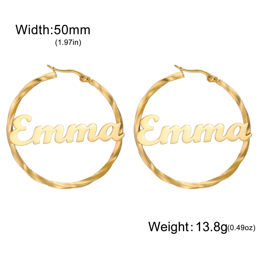Lemegeton Customized Name Earrings 30 40 50mm Hiphop Hoop Earring Women Stainless Steel Jewelry Trend Personalized Birthday Gift