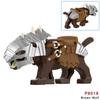 1pcs Medieval Knight light gray Wolf Widen the seat Animal Decorative Toy Moc Building Block