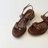 Sheepskin Version, Genuine Leather with Sandals, Women's Medium Heel, Not Tired Feet, with Bow Sandals.