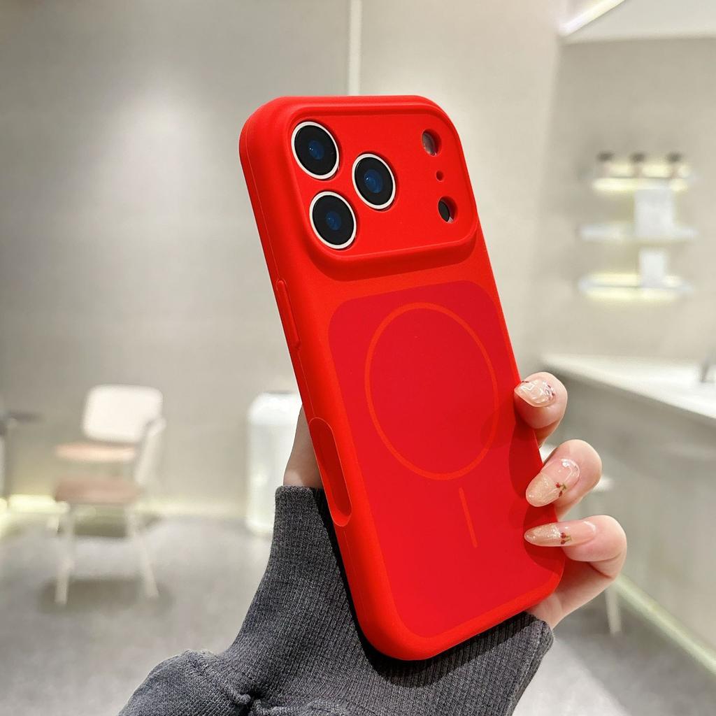 Applicable To iPhone17ProMax Mobile Phone Case Two-color Liquid Silicone Magnetic Suction Apple 16ai Button All-inclusive Lens
