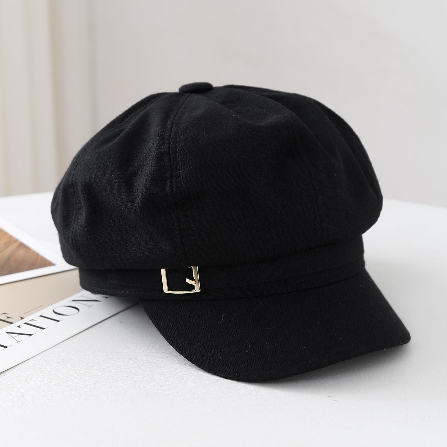 

Retro Octagonal Cap Women New Spring Summer Style Face Slimming Painter Hat Metal Wide Brim Peaked Cap