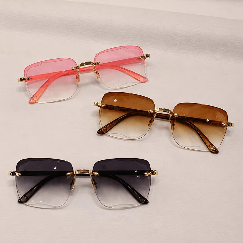 Square Rimless Sunglasses Women Luxury Brand Designer Summer Glasses Fashion Sun Glasses for Men