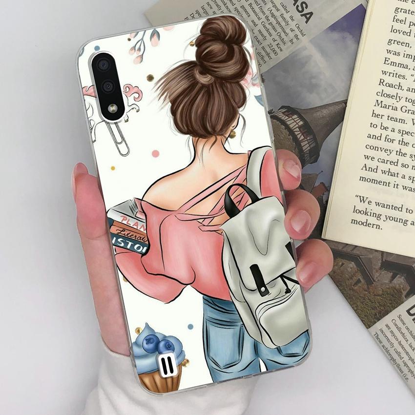 For Samsung A9 C7 M31 M01 M10 F13 Gentle Girls Phone Casing Luxury Transparent Lens Protection Shockproof Shell For Samsung Silicone Handphone Covers