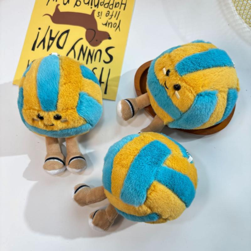 Fun Sports Beach Volleyball Plush Toy Keychain Cartoon Volleyball Soft Stuffed Doll Pendant Car Key Ring Backpack Bag Decor