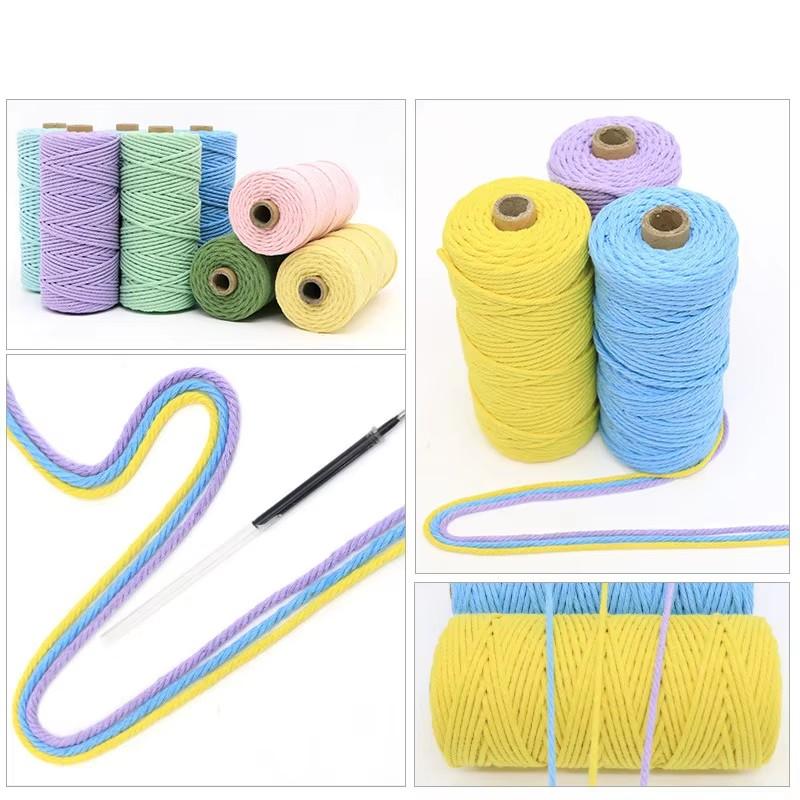 4mm Waterproof Hot Sale Colorful DIY Craft Twine Satin Cord Twisted Cord Natural Macrame Cotton Rope for Bags & Shoes
