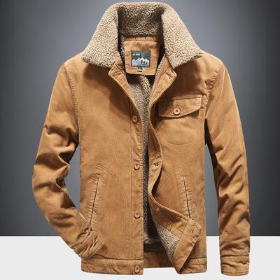 Autumn And Winter Corduroy Jacket Men 'S Plus Velvet Thick Lamb Velvet Jacket