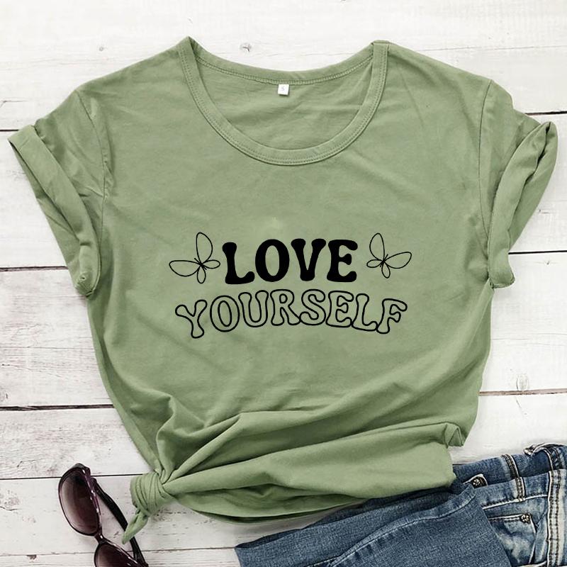 Футболка «Люби себя» Футболка с бабочкой Футболки для психического здоровья Женские — фото 7