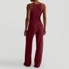 Women's Solid Color Sports Yoga Tank Top and Wide Leg Pants Two Piece Set Stretchy Comfortable Fit