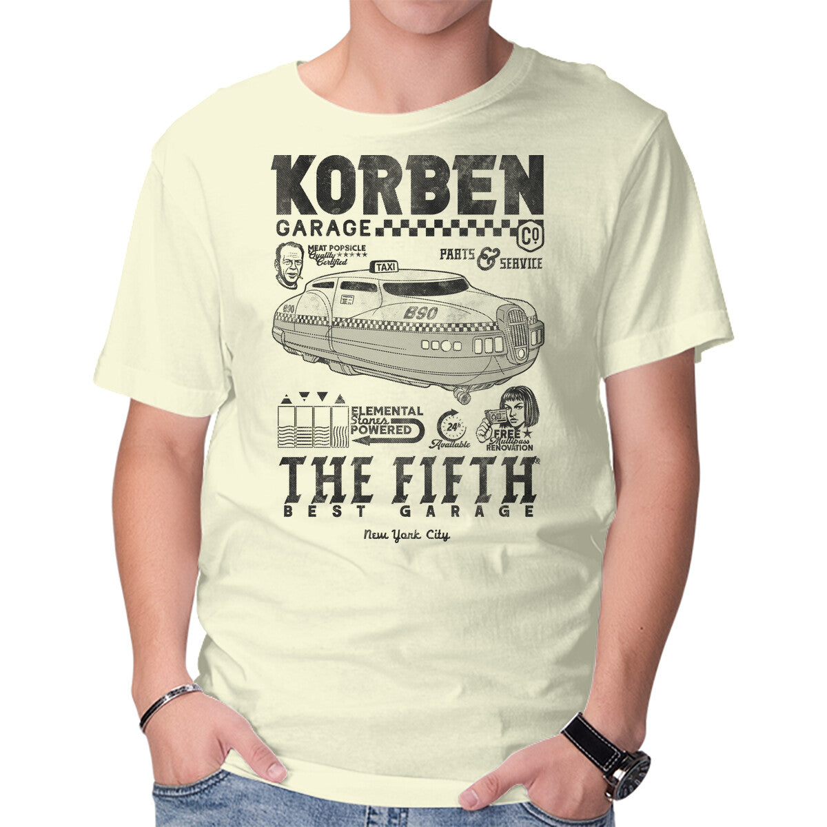 Unisex Crew Neck T-Shirt Korben Garage Graphic Short Sleeve Casual Tee S