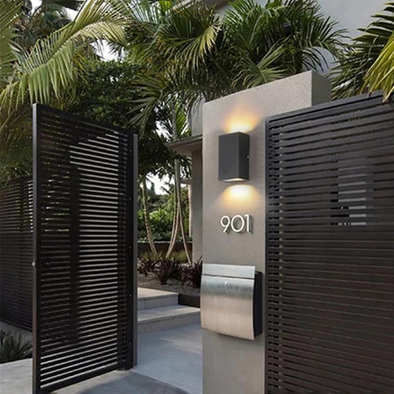Modern Minimalist Double Headed Wall Lamp Rectangular Pure Black Corridor Staircase Lighting Outdoor Waterproof IP65 Garden Lamp