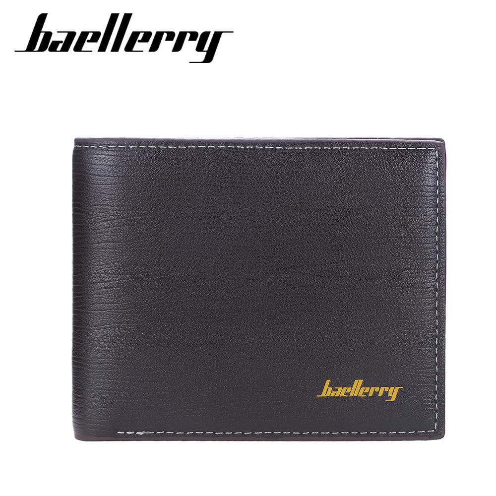 Baellerry Men Short Wallet Classic Design PU Leather Bifold Wallets Vintage Fashion Men Purse Card Holder