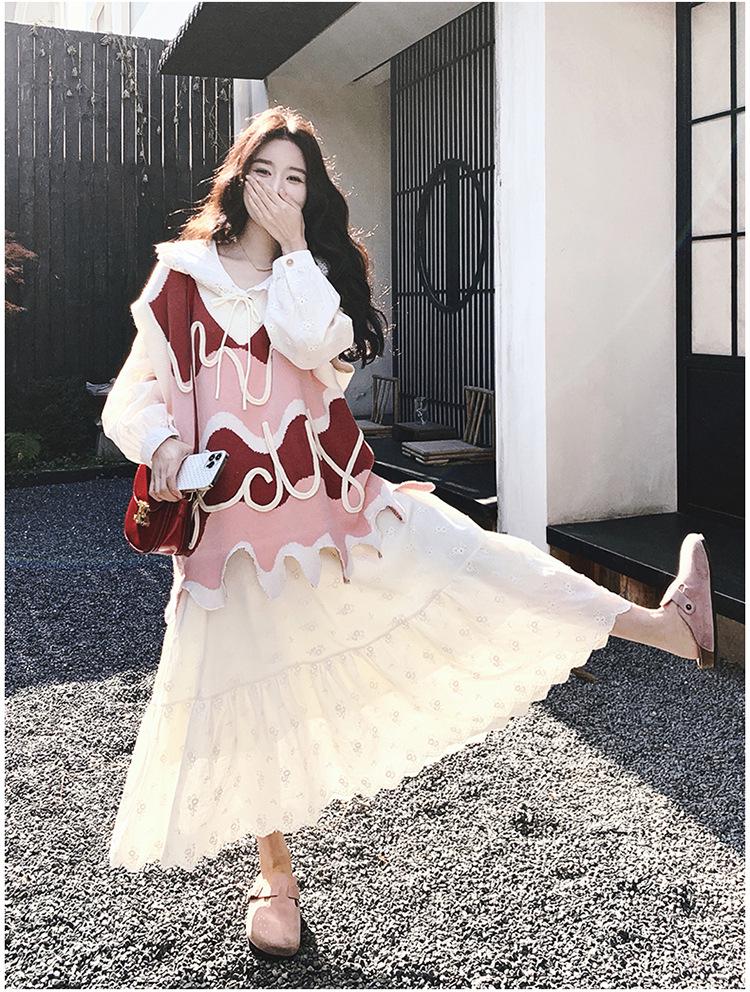 French-Style Pink Vest Dress Set: Irregular, Age-Reducing & Elegant 2025 Spring Collection - Sweet Long Skirt Two-Piece for Women