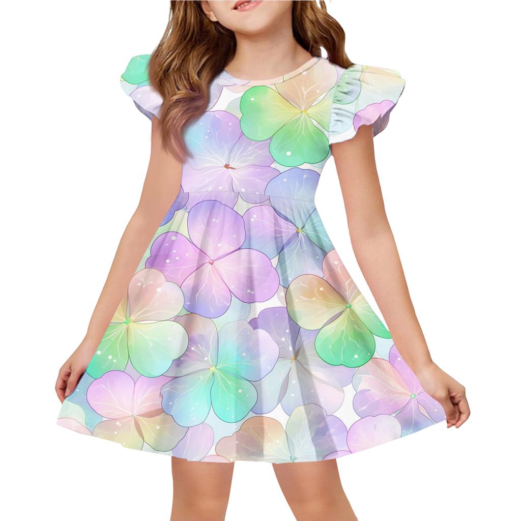 Girls' Summer Princess Dress - A-Line T-Shirt Dress St. Patrick's Day