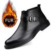 Winter Plush Warm Men's Boots Business Formal High Top Leather Shoes British Style Chelsea Men's Low Heel Versatile Cowboy Boots