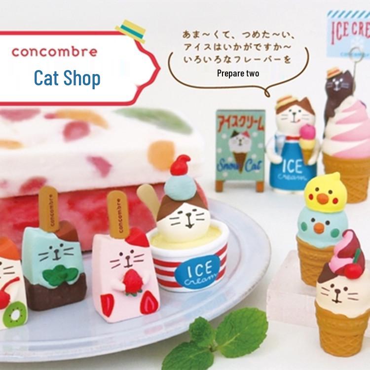 Creative Japanese Zakka Snow Cat Miniature Ornament for Cold Drink Shops
