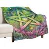 Pentacle Botanical Flower Garden Wiccan Pagan Pentagram Throw Blanket Ultra Soft Flannel Fleece Blanket for All Seasons