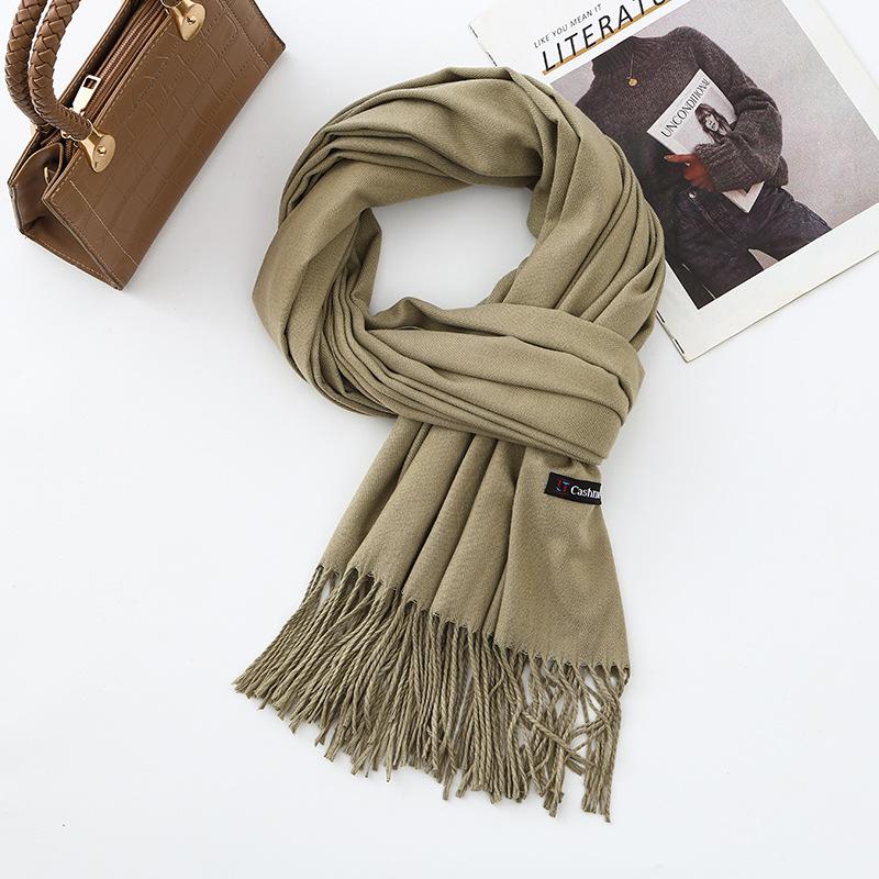 Cotton Solid Color Scarf for Women Winter Warm Wool Cashmere Scarf Autumn and Winter Women's Shawl Scarf Korean Style Atmosphere