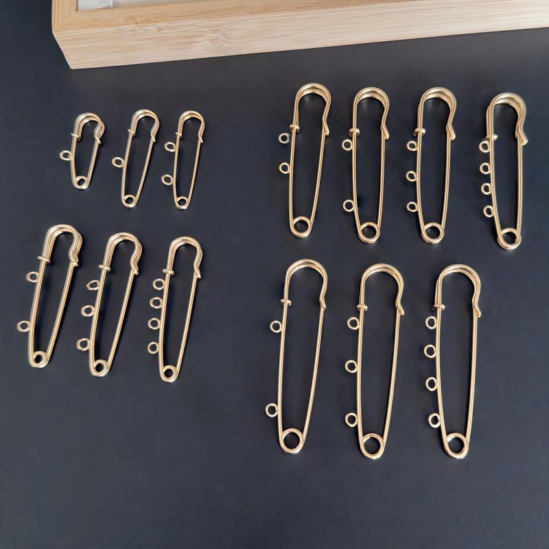 Colorfast Electroplated Safety Pin Brooch with Loop Holder for Sweaters and Pants
