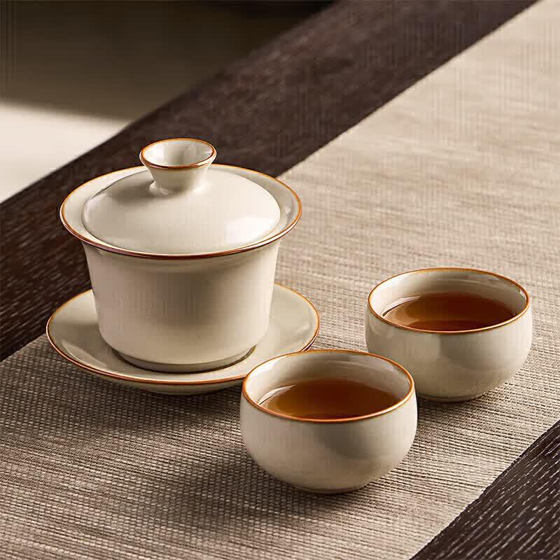 

Ru Kiln Sancai Gaiwan Ceramic Tea Set
